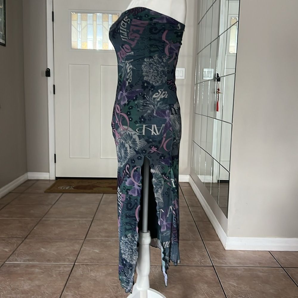 NWOT Urban Outfitters Floral Mesh Strapless Tube MIDI Dress - Picture 3 of 8